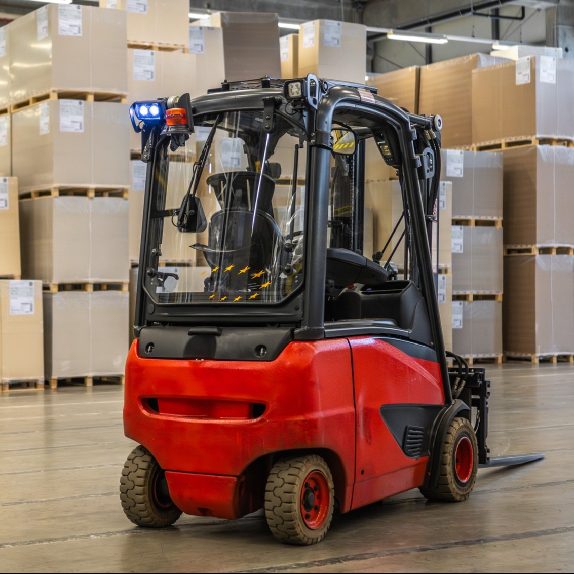forklift in warehouse